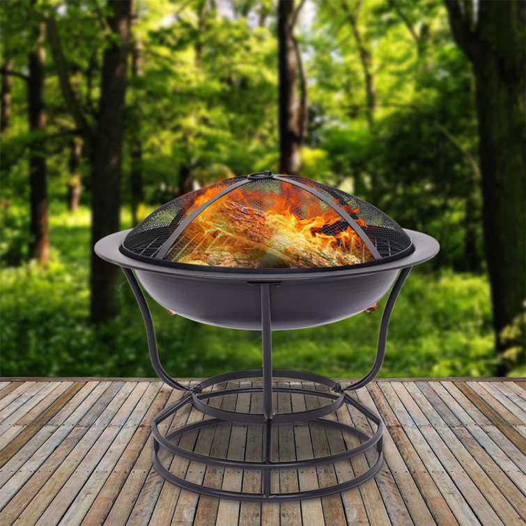 Xuu 30'' H x 30'' W Wood Burning Outdoor Fire Pit with Lid Wayfair